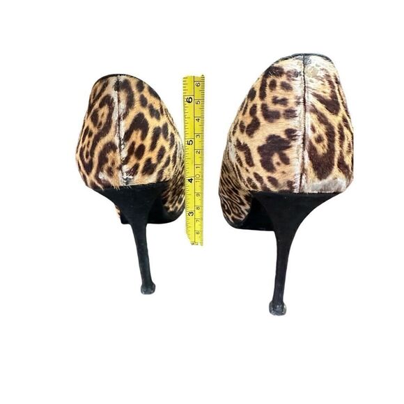 Saint Laurent Paris Beige/Brown Leopard Print Pony Hair Tribtoo Platform Pumps S - Picture 4 of 7